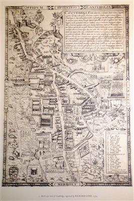 cc01692 Cambridge map 1574.jpg; cc01692; Bird's Eye View of Cambridge, engraved by Richard Lyne, 1574; Map